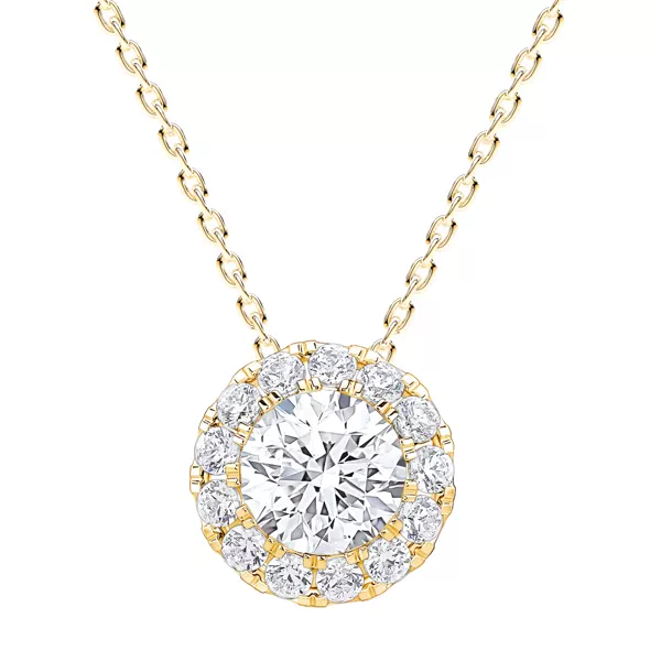 Round Lab Diamond Halo Necklace